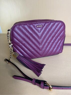 ALDO Purple Quilted Crossbody with Tassel Trim